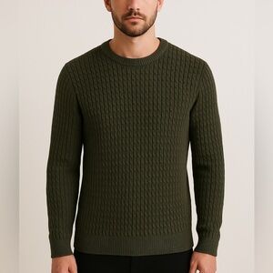Vintage Olive Crewneck Sweater for Men